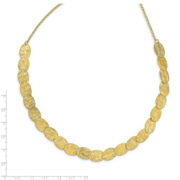 Leslie's Sterling Silver Gold-tone Textured with 1.5in ext. Necklace - Picture 1 of 6